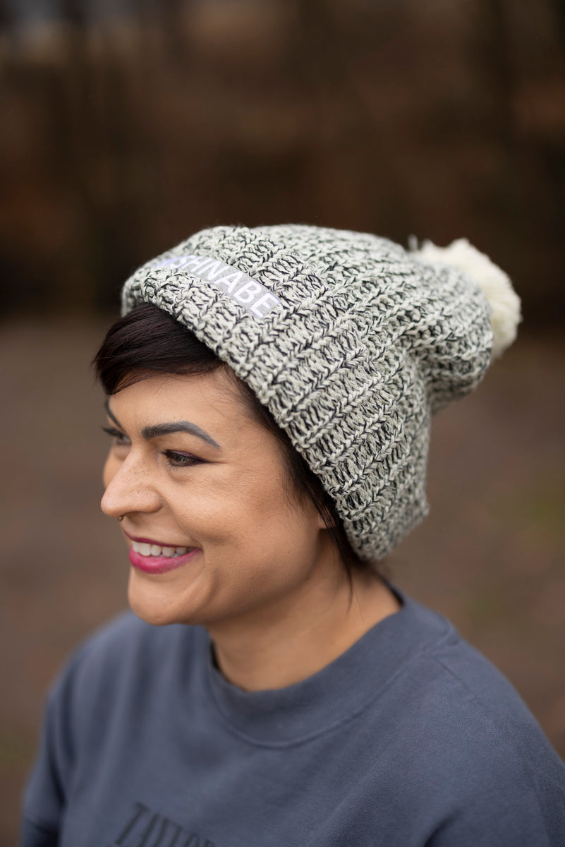 Nishnabe Pom Pom Beanie with Cuff – Potawatomi Gift Shop