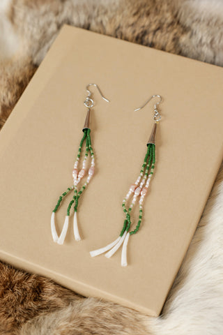 Green and Pink Dangle Earrings