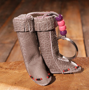 Grey Moccasin Boot Keychain