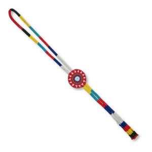 Beaded Bolo Tie w/ 2" Rosette and Fringe