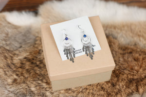 Sterling Silver Dangle Earrings with Small Blue Lapis