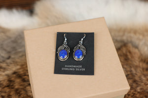 Blue Lapis Earrings with Leaf