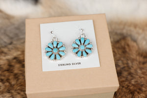 Turquoise Flower Dangle Earrings