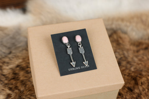 Pink Conch Studs with Sterling Silver Arrow