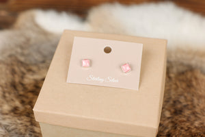 Square Pink Conch Studs