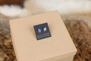 Diamond Shape Fire Opal Studs