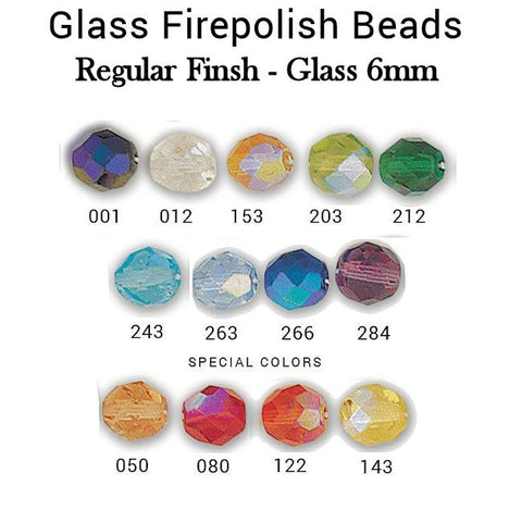 Glass Fire Polish Beads 6mm Regular Finish