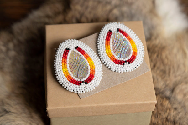 Medium Size Beaded Studs with Gems in Middle