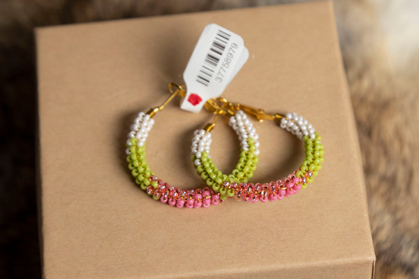 Medium Beaded Wrapped Hoops