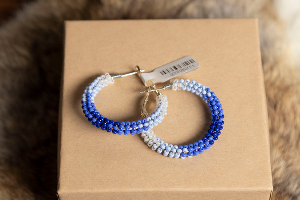 Medium Beaded Wrapped Hoops