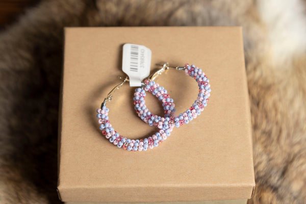 Medium Beaded Wrapped Hoops