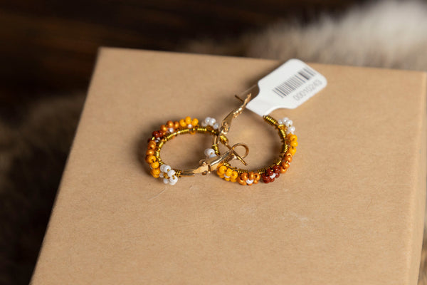 Mini Beaded Flower Hoops