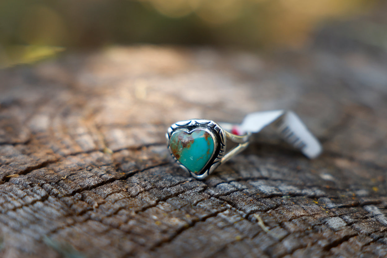 Heart Shape Green Turquoise Ring