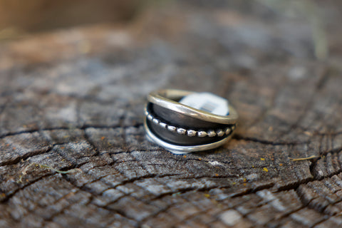 Sterling Silver Ring with Silver Rope in Middle