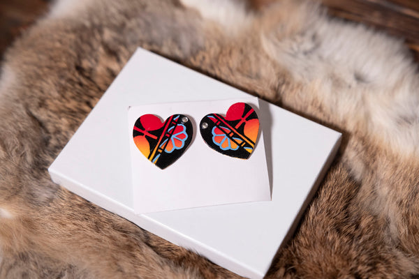 Pained Wood Heart Studs
