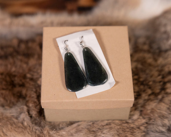 Pewter Green Stone Earrings