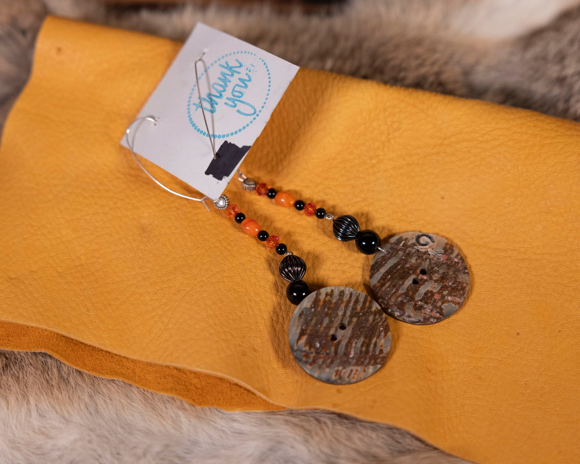 Beaded Earrings with Abalone Shells
