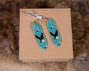 Beaded Turquoise Earrings with Eagle