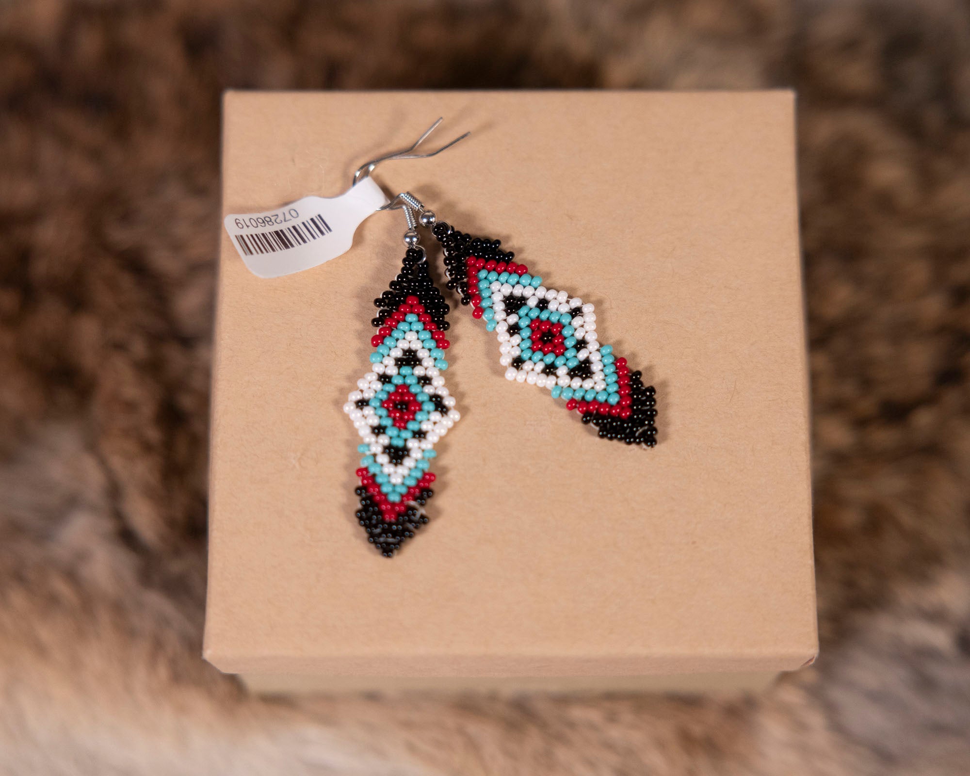 Beaded Earrings with Diamond Shape in the Middle