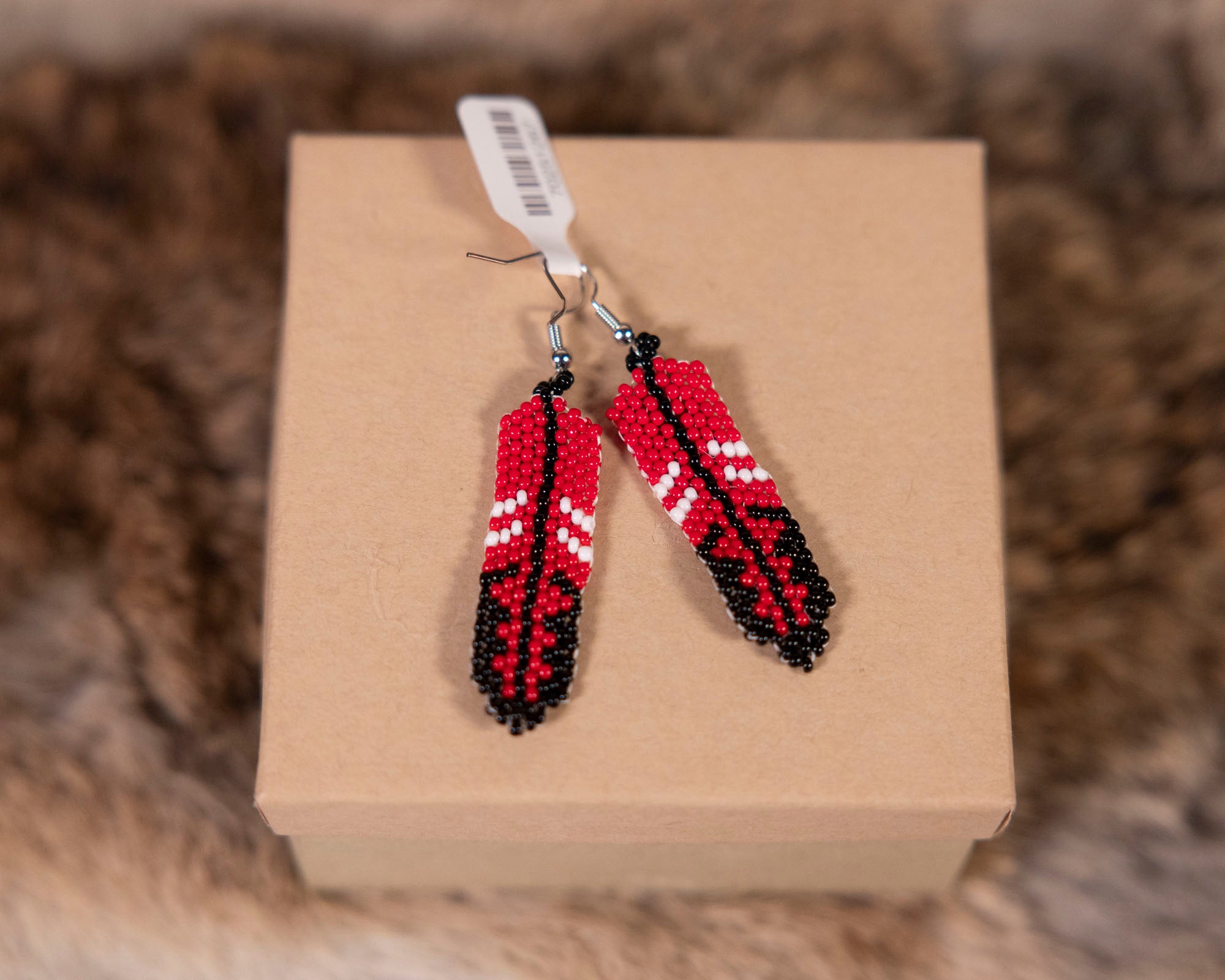 Beaded Red / White / Black Earrings