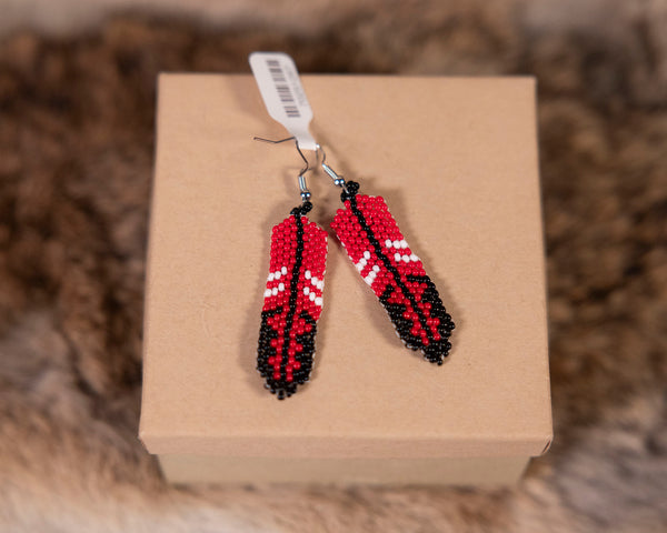Beaded Red / White / Black Earrings