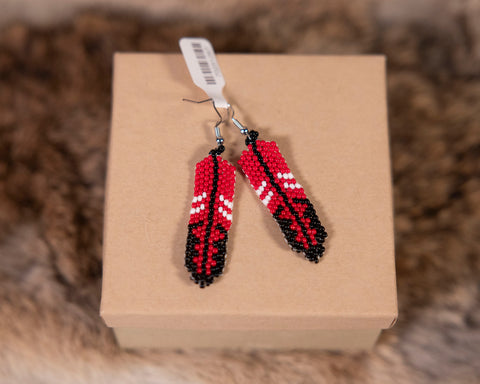 Beaded Red / White / Black Earrings