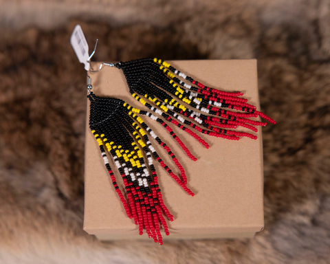 Medicine Wheel Colored Dangle Beaded Earrings