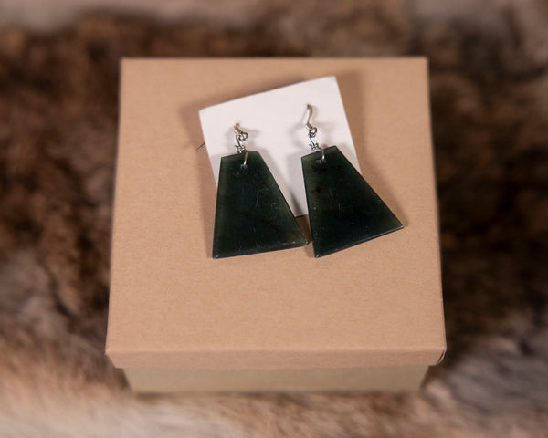 Pewter Green Stone Earrings