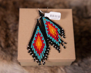 Beaded Long Triangle Earrings