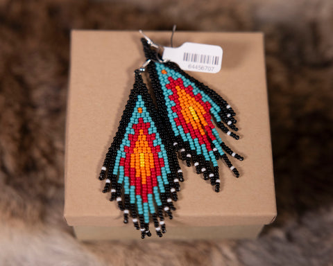 Beaded Long Triangle Earrings
