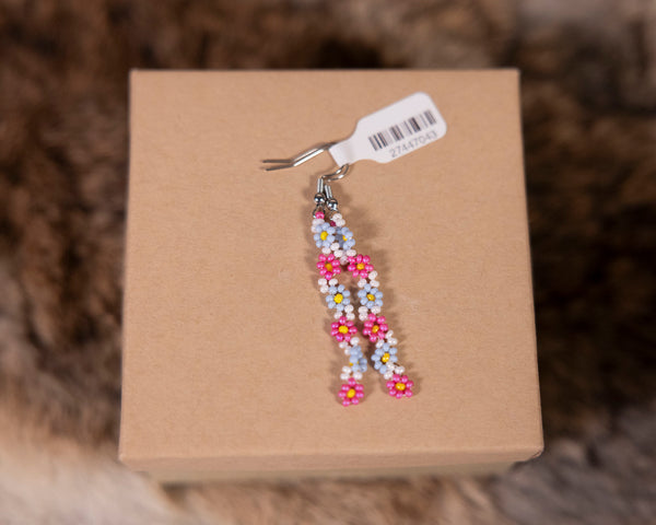 Beaded Dangle Flower Earrings