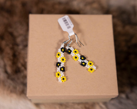 Beaded Dangle Flower Earrings
