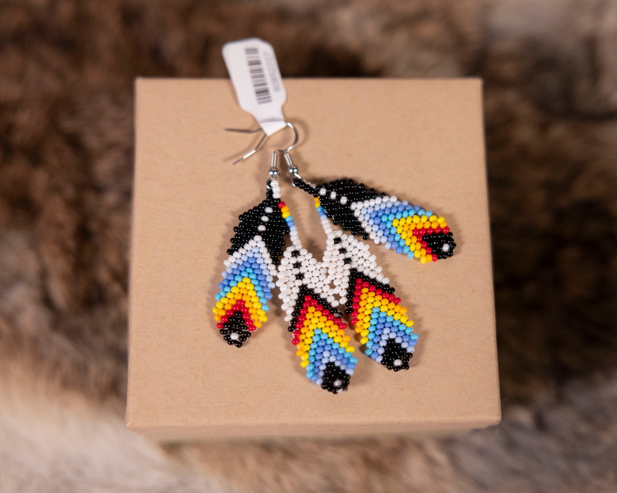 Beaded Colorful Feather Earrings
