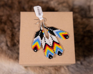 Beaded Colorful Feather Earrings