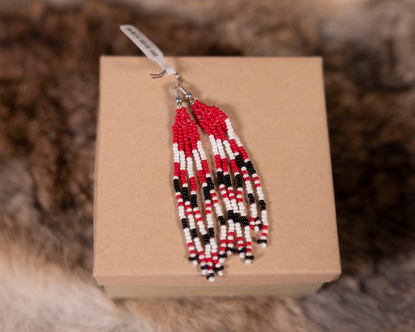 Beaded Red / White / Black Earrings