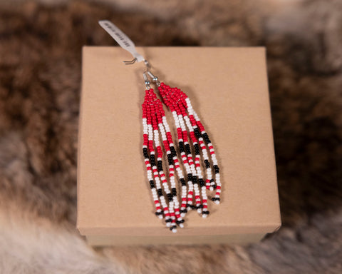 Beaded Red / White / Black Earrings