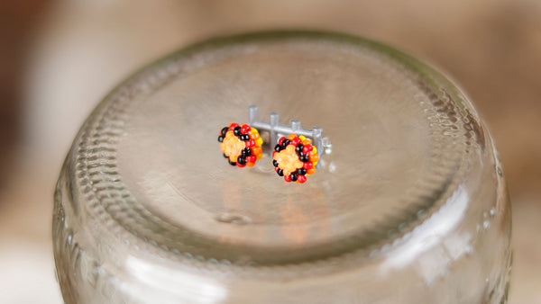 Small Round Beaded Studs