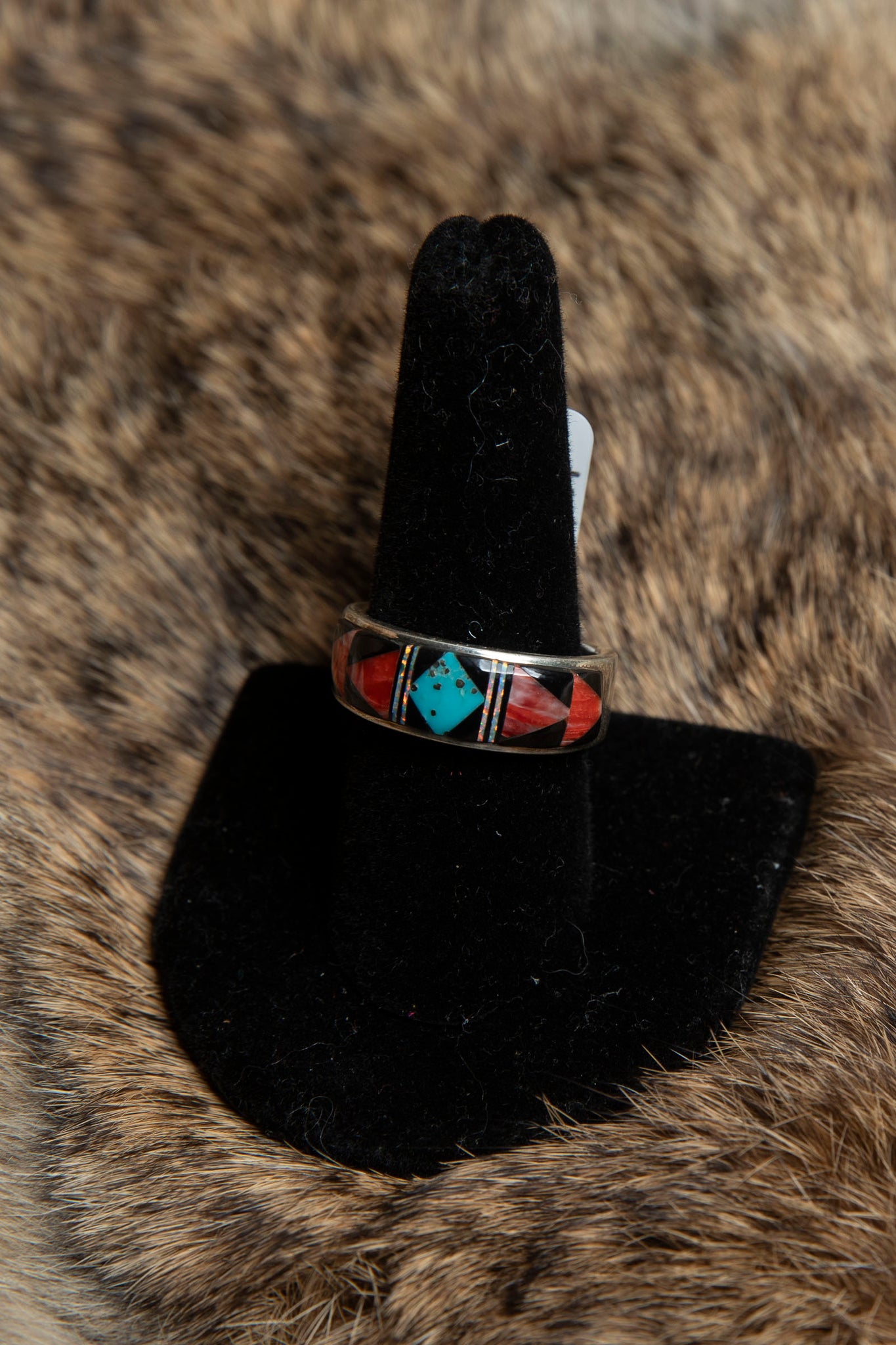 Coral and Turquoise Inlay Ring