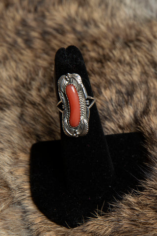 Sterling Silver Ring with Coral in the Middle