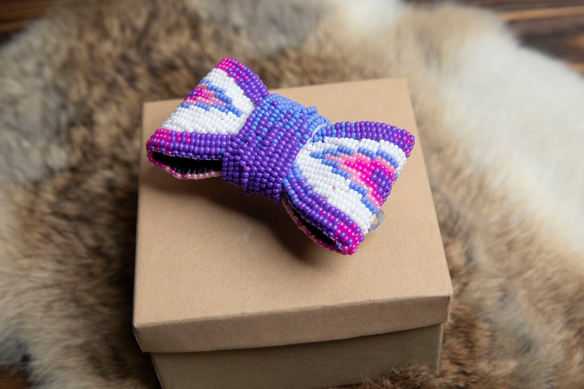 Big Beaded Hair Clip - Bow