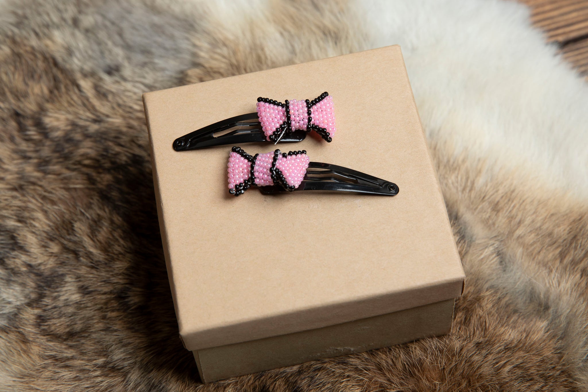 Bow Tie Hair Clips - Pink