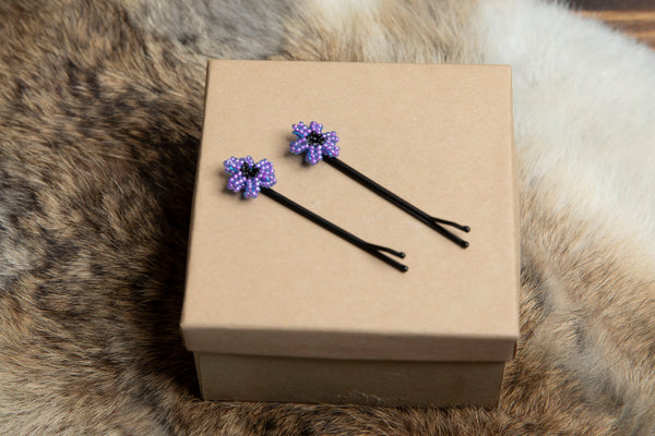 Beaded Flower Straight Hair Clips