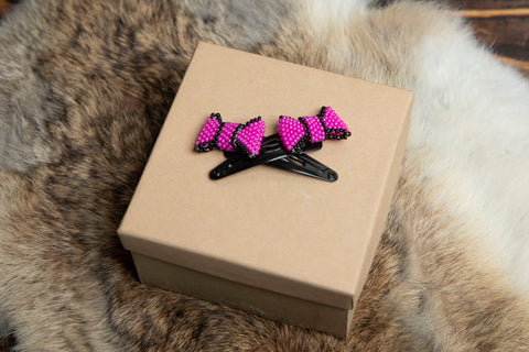 Bow Tie Hair Clips - Pink