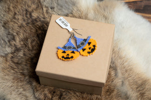 Pumpkin with Purple Hat Earrings