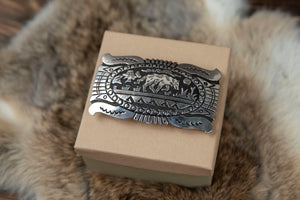 Sterling Silver Belt Buckle - Wolf