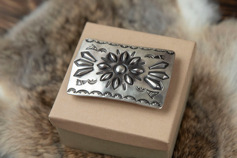 Sterling Silver Belt Buckle - Flower