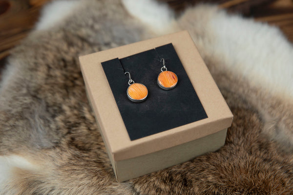 Orange Spiney Oyster Necklace and Earring Set