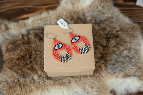 Beaded Orange Eye Earrings