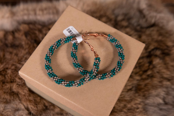 Medium Size Beaded Round Earrings