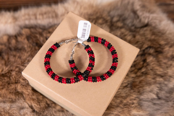 Medium Size Beaded Round Earrings